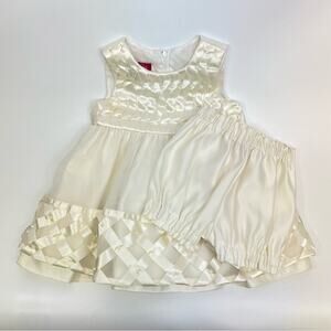 Princess Faith Cream Dress Set 12 Months Pearls Wedding Easter Party Dress